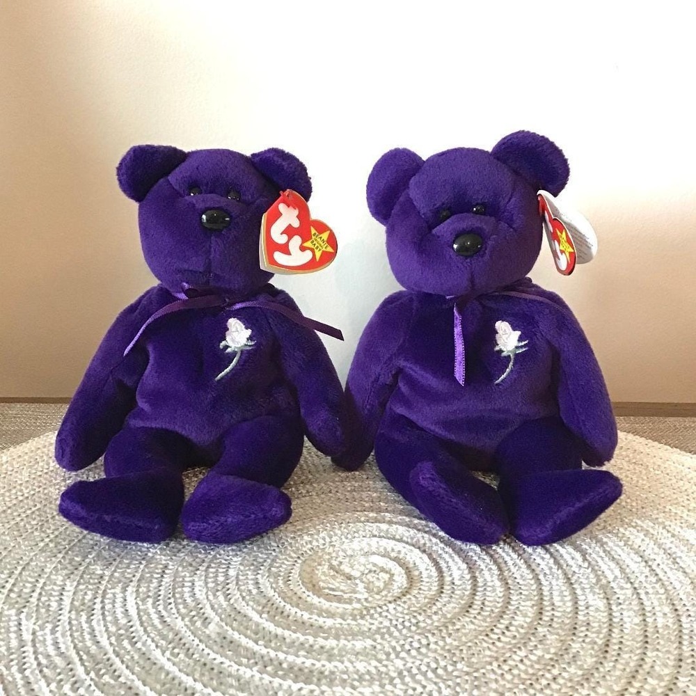 Ty Beanie Babies Princess Diana Plush Bears‎ 1997 PE Pellets Purple (3) Y2K Toys - Picture 6 of 16